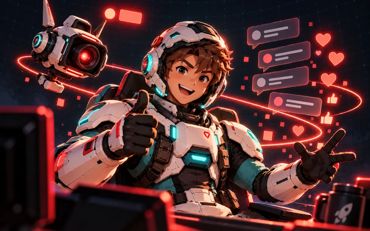 Stream & promote illustration: an original IndieBots crew character